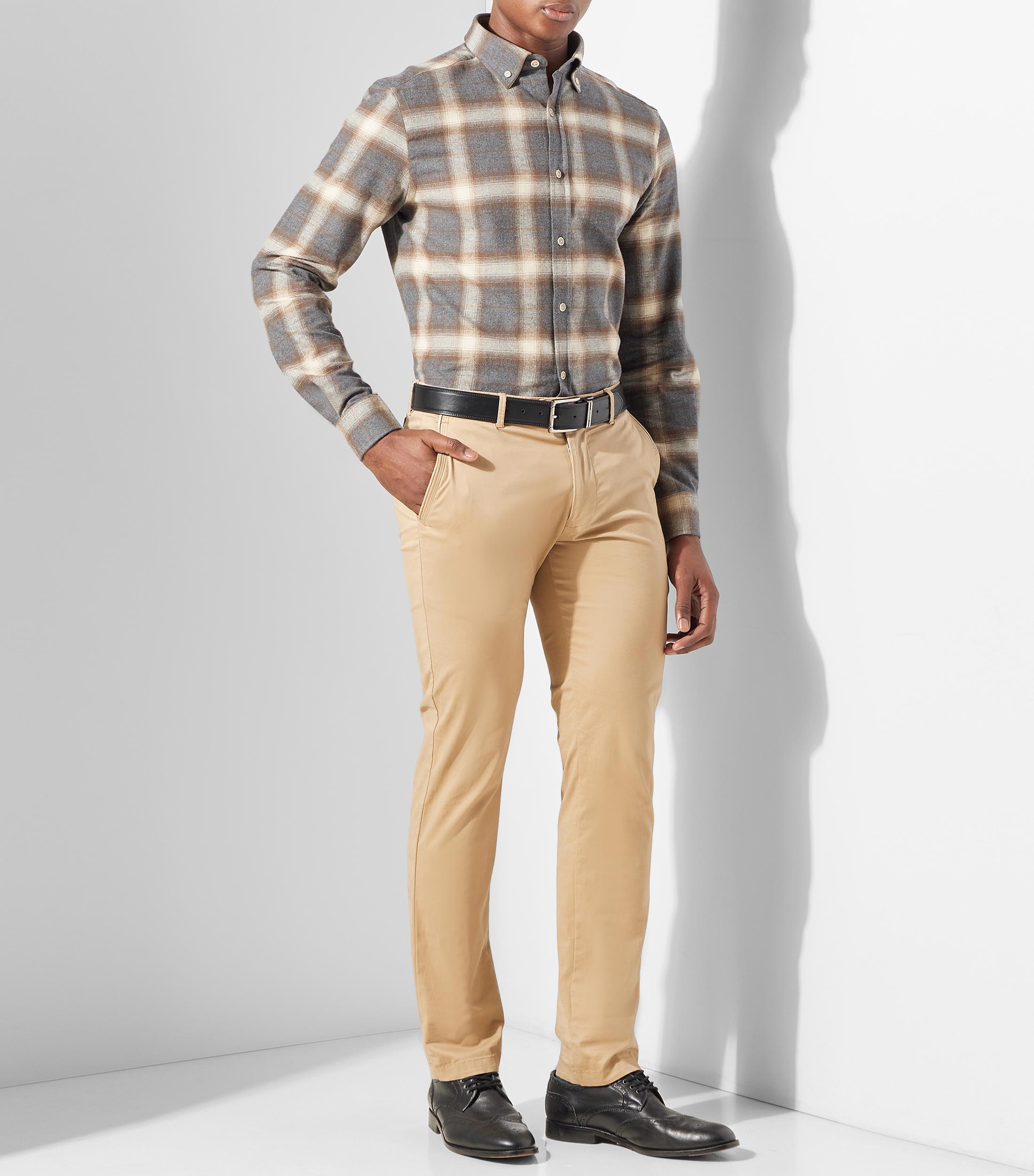 Camisa de cuadros manga larga Hombre
